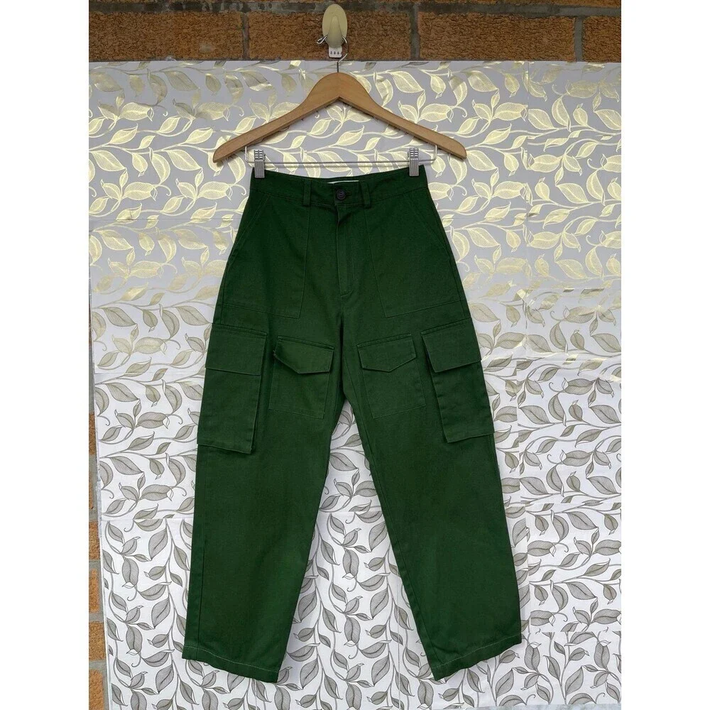 The Frankie Shop Green Cargo Pants | XS 100% Cotton Utilitarian Trousers